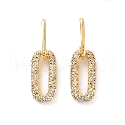 Clear Cubic Zirconia Hollow Out Oval Dangle Stud Earrings EJEW-F298-13G-1