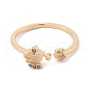 Brass Micro Pave Colourful Cubic Zirconia Open Cuff Rings for Women RJEW-Z073-01G-03-2