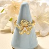 Flower Rotatable Finger Ring for Women RJEW-U035-01G-04-2