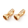 Brass Micro Pave Clear Cubic Zirconia Fold Over Clasps KK-G425-03-2