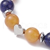 Natural Red Aventurine & Lapis Lazuli & Brass Heart Braided Bead Bracelet BJEW-JB09703-01-3