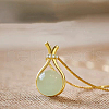 Lucky Bag Brass with Glass Imitation Jade Pendant Necklaces for Women FS-WG73FC0-01-2