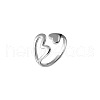 Hollow Out Heart 925 Sterling Silver Cuff Rings WG3081F-01-5