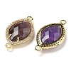 Natural Amethyst Faceted Horse Eye Connector Charms G-G181-07G-05-2