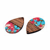 Transparent Resin & Walnut Wood Pendants RESI-N025-028-A03-3