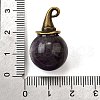 Natural Amethyst Round Pendants with Alloy Witch Hat G-D311-01AB-07-3