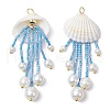 Glass Seed Beaded Jellyfish Pendants PALLOY-MZ00571-03-1