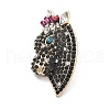 Horse's Head Alloy Rhinestone Brooches JEWB-E041-18AB-02-1