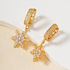 Elegant Brass Clear Cubic Zirconia Snowflake Hoop Earrings BW5107-5