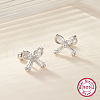 S925 Sterling Silver Clear Cubic Zirconia Butterfly Stud Earrings IY5354-2-2