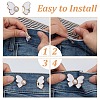 ARRICRAFT 12Pcs 2 Colors Butterfly Alloy Enamel with Plastic Pearl Adjustable Jean Button Pins FIND-AR0005-47-3