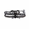 2Pcs Synthetic Non-magnetic Hematite Multi-Strand Braided Bead Bracelet Sets CG0194-2-1