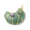 Natural Green Aventurine Copper Wire Wrapped Pendants PALLOY-JF01639-01-3