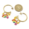 Rainbow Pride Flag Alloy Enamel Dangle Stud Earrings EJEW-JE05385-3