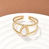 6Pcs 6 Style Oval & Flat Round & Teardrop 304 Stainless Steel Open Cuff Rings Set RJEW-P092-09G-M-2