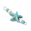 10Pcs 2 Colors Dyed Synthetic Turquoise Starfish Rondelle Round Beaded Connector Charms PALLOY-JF04015-5