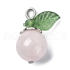 Natural Rose Quartz Fruit Pendants PALLOY-TA00077-01-2