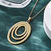 Triple Oval 304 Stainless Steel Pendant Necklaces NJEW-M096-31G-5