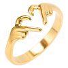Minimalist Stainless Steel Heart Gesture Open Cuff Rings for Women WD1177-2-1