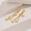 Stainless Steel Daisy Tassel Hoop Earrings DC3639-3