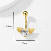 Stylish Heart with Angel Wings Stainless Steel Pave Clear Cubic Zirconia Belly Button Ring for Women Men KH5304-1