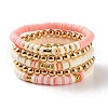 5Pcs 5 Style Synthetic Hematite & Polymer Clay Heishi Beads Stretch Bracelets Set BJEW-JB07533-04-1