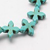 Dyed Synthetical Turquoise Cross Bead Strand G-P083-86-3
