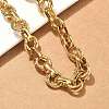 304 Stainless Steel Textured Double Ring Link Chain Necklaces NJEW-S453-02G-C-2