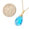 Glass Faceted Teardrop Pendant Brass Cable Pendant Necklaces for Women NJEW-JN05298-6