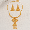 Vintage Brass Fan Tassel Necklaces & Earrings Set for Bride Wedding OP7921-5