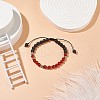 Natural Carnelian(Dyed & Heated) & Lava Rock Braided Bead Bracelet BJEW-TA00188-02-5