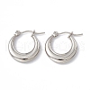 Tarnish Resistant 201 Stainless Steel Hoop Earrings with 304 Stainless Steel Pins for Women EJEW-B016-06P-1
