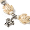 Starfish & Tortoise Synthetic Turquoise Beaded Stretch Bracelets & Dangle Earrings Kits SJEW-JS01311-01-3