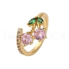 Brass Micro Pave Cubic Zirconia Finger Rings for Women RJEW-U057-13G-01-4