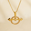 Fashionable Brass Micro Pave Clear Cubic Zirconia Circle Arrow Pendant Necklaces HS4239-2