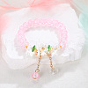 Daisy Crackle Glass Round Beaded Stretch Bracelets FS-WG28140-01-1