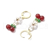 Natural Carnelian Beads & Glass Seed Dangle Hoop Earrings EJEW-MZ00309-02-4