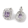 Brass Pave Cubic Zirconia Rectangle Stud Earrings for Women EJEW-I304-20P-3