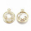 Brass Micro Pave Clear Cubic Zirconia Pendants ZIRC-S067-172-NF-2