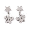 304 Stainless Steel Butterfly with Star Dangle Stud Earrings for Women EJEW-G328-07-2