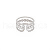 304 Stainless Steel Triple Line Open Cuff Ring for Women RJEW-S405-149P-2