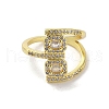 Brass Pave Cubic Zirconia Open Cuff Rings RJEW-M170-01G-2