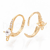 Brass Cubic Zirconia Leverback Earring Findings KK-S340-42G-2