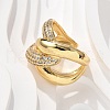 Brass Micro Pave Cubic Zirconia Cuff Finger Rings RJEW-C120-26G-3
