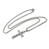 304 Stainless Steel Crystal Rhinestone Religion Cross Pendant Necklaces NJEW-H065-08P-2