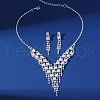 Alloy Crystal Rhinestone & Plastic Pearl Tassel Pendant Necklaces & Stud Dangle Earrings Sets FS-WGB703E-01-1