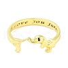 Dog Brass Open Cuff Rings for Women RJEW-S416-01P-2