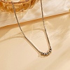 Non-Tarnish 304 Stainless Steel Cable Chain Round Beads Pendant Necklaces for Women NJEW-Z047-02P-1