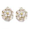 Brass Inlaid Clear Cubic Zirconia Pendants ZIRC-S069-024G-1