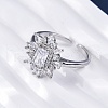 Brass Micro Pave Clear Cubic Zirconia Cuff Rings for Women RJEW-A062-03P-5